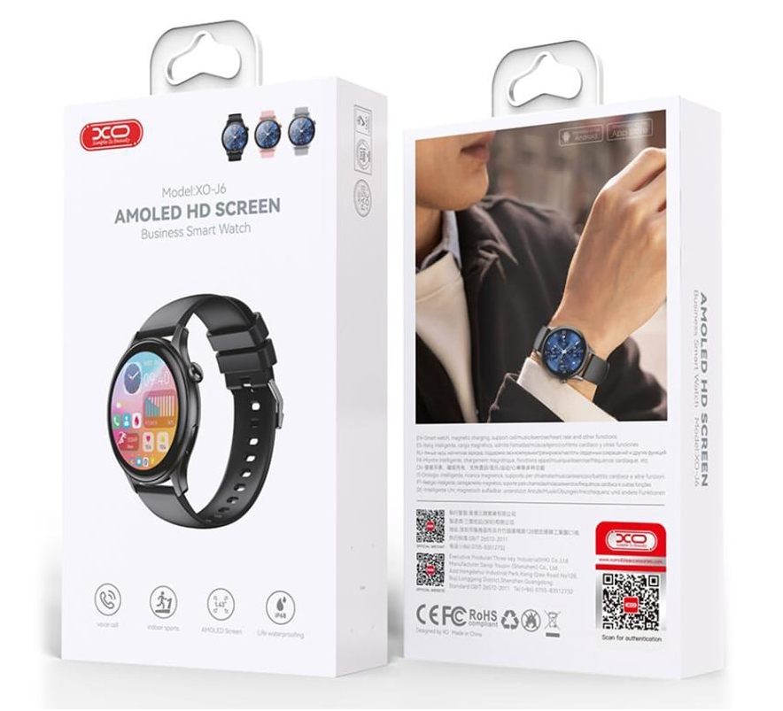 XO J6 - Smartwatch Amoled BT 5.0 Sport Negru
