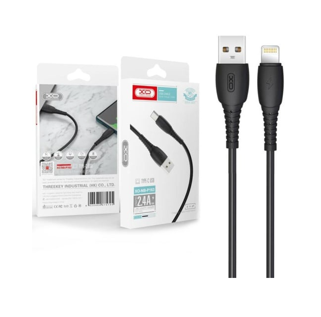 Cablu Date si Incarcare, USB-A la Lightning, 2.4A, 1m, Negru XO NB-P163