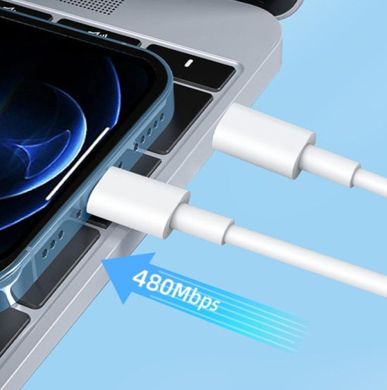 Cablu Date si Incarcare, USB-C la Lightning, PD20W, QC3.0, 1m, Alb Kaku