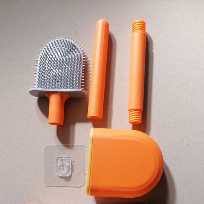 Perie Mercaton® pentru WC flexibila cu suport, Silicon, Alba, 35 X 8 cm