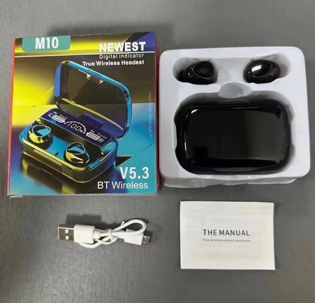 Căști Wireless M10 – Bluetooth 5.0, Sunet Premium & Cutie de Încărcare
