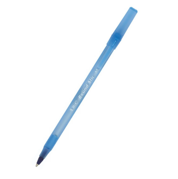 Pix Bic Round Stic Simply, transparent, albastru, 1mm, 16cm