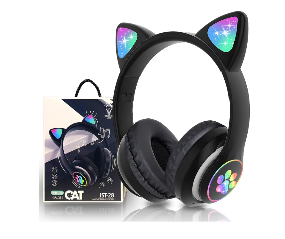 KidsCAT K03 - Casti Wireless pentru Copii cu Urechi de Pisica si LED,