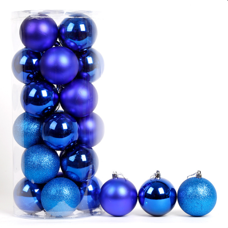Set 24 Globulețe de Crăciun, 6 cm, Albastre