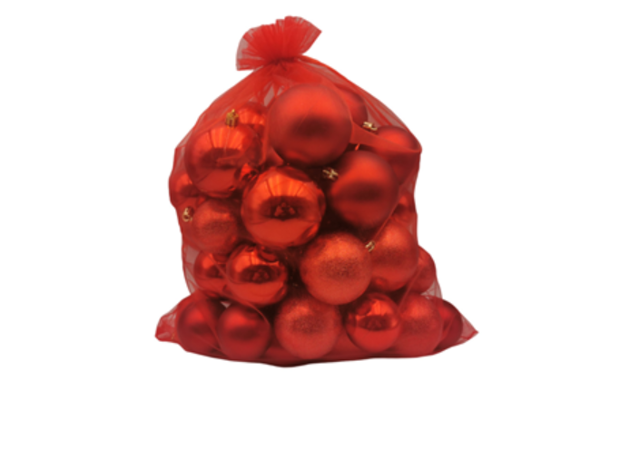 Set Globuri Crăciun – 45 Piese, Culori Roșii, Diverse Dimensiuni 60/70/80 mm