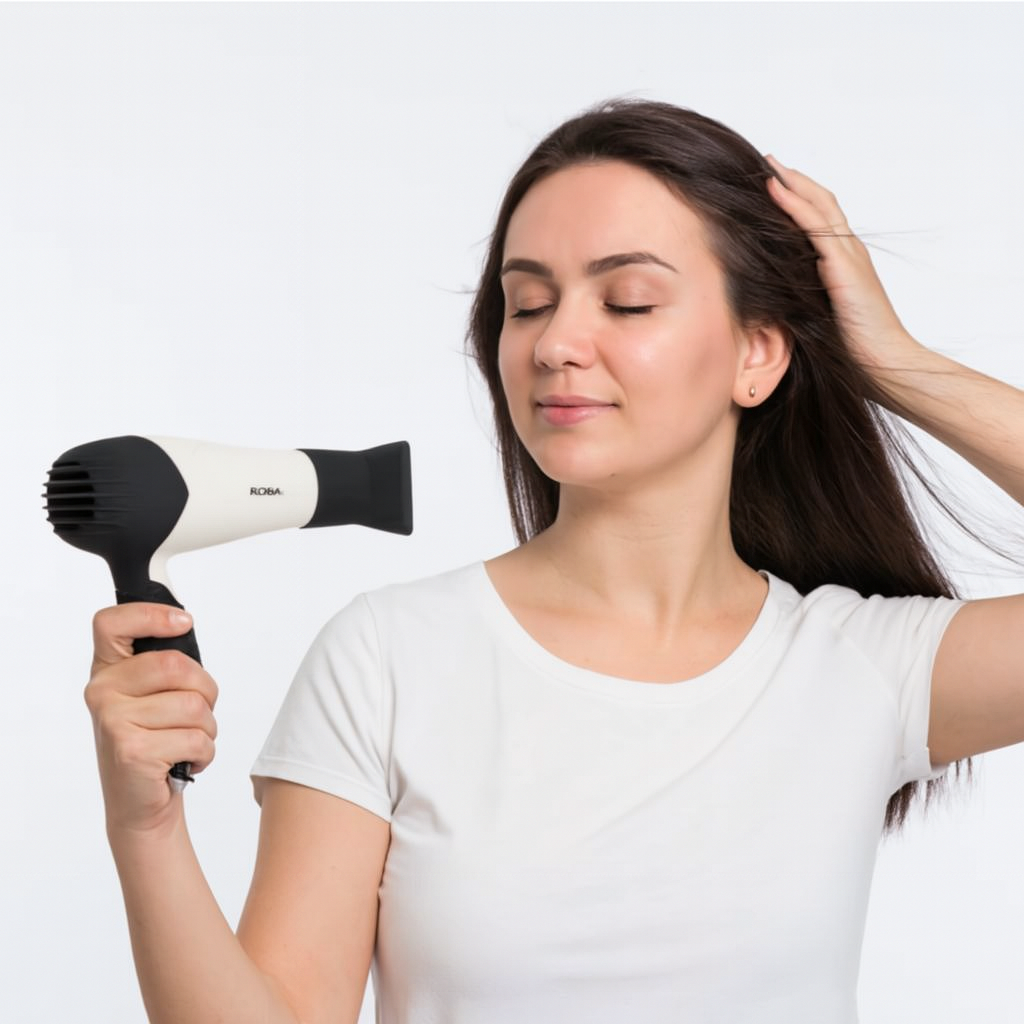 Uscator par voiaj cu protectie la supraincalzire, 850W, maner pliabil, alb FLORIA