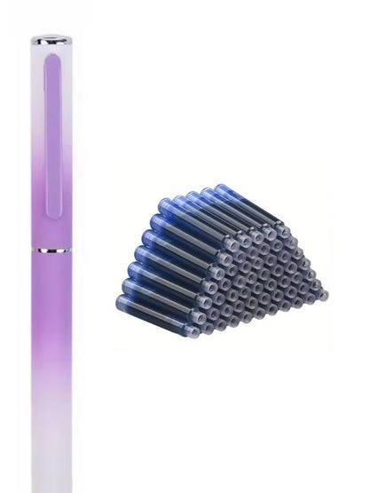 Stilou Degrade Mov Metalic cu 40 Rezerve Mari de Cerneală