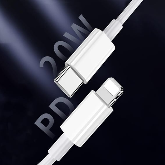 Cablu Date si Incarcare, USB-C la Lightning, PD20W, QC3.0, 1m, Alb Kaku