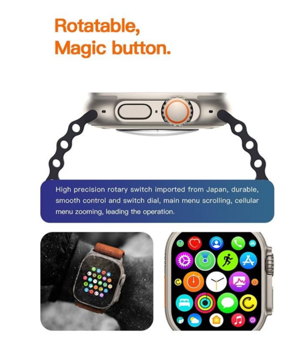 Smartwatch multifuncțional 1.99” – curea extra, apeluri & monitorizare completă