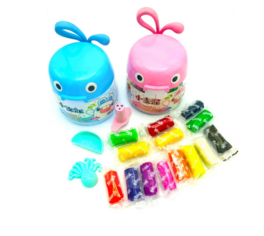 Set plastilina colorata ECOR pentru copii cu cutie balena si accesorii – 12 culori