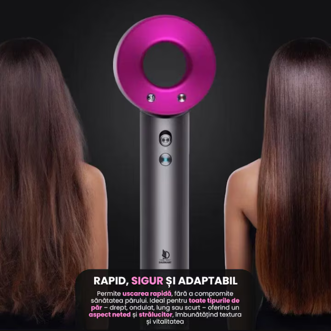 Uscator de par ultra puternic, At Performance, Ioni Negativi, Aer rece/ cald, 3 Trepte de viteza, 4 Trepte de temperatura, 5 Capete diferite