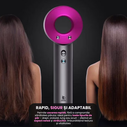 Uscator de par ultra puternic, At Performance, Ioni Negativi, Aer rece/ cald, 3 Trepte de viteza, 4 Trepte de temperatura, 5 Capete diferite