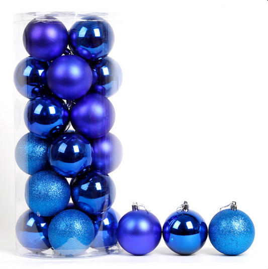 Set 24 Globulețe de Crăciun, 6 cm, Albastre