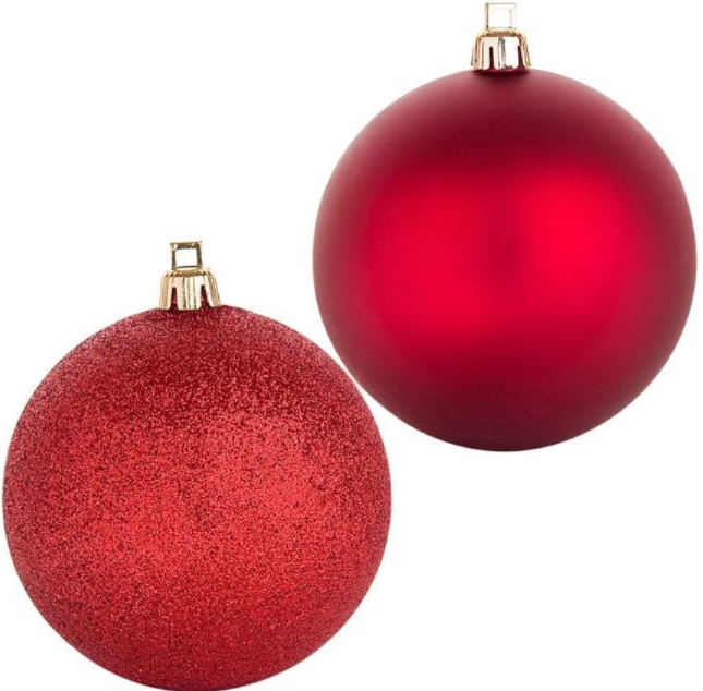 Set 24 Globuri de Crăciun, 6 cm, Roșii