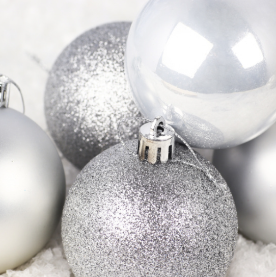 Set 6 Globulețe de Crăciun, 4 cm, Argintii