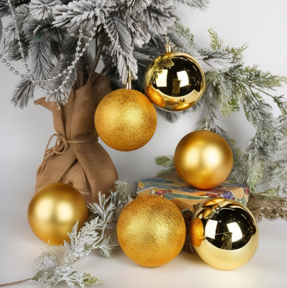 Set 6 Globulețe de Crăciun, 4 cm, Aurii