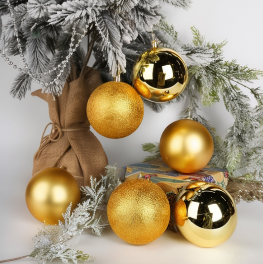 Set 6 Globulețe de Crăciun, 4 cm, Aurii