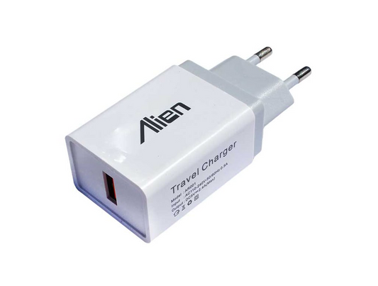 Încărcător Alien USB 2.1A – Travel Charger, Încărcare Rapidă, Compact, Alb