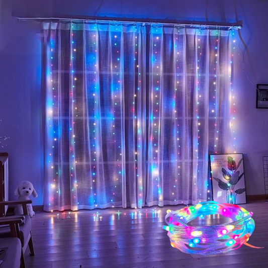 Instalatie de Craciun, Perdea,120 LED-uri, 4x3M 8 moduri de jocuri de lumini, Multicolora