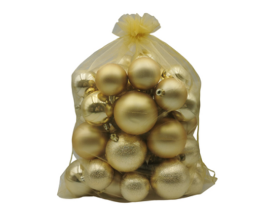 Set Globuri Crăciun – 45 Piese, Culoare Auriu, Diverse Dimensiuni 60/70/80 mm,