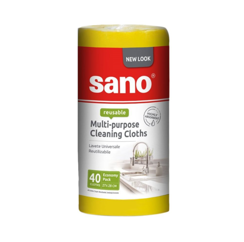 Lavete Universale Sano Multi-Purpose, 40 Bucăți, Reutilizabile, 27×28 cm