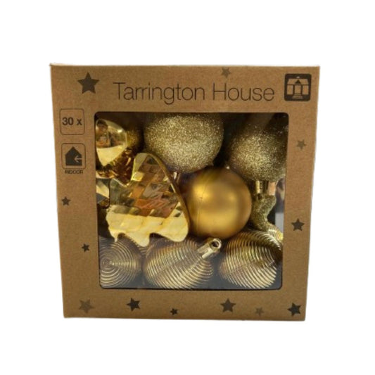 Set Globuri și Decorațiuni pentru Brad – 30 Piese, Diferite Forme, Tarrington House, Ornamente Crăciun