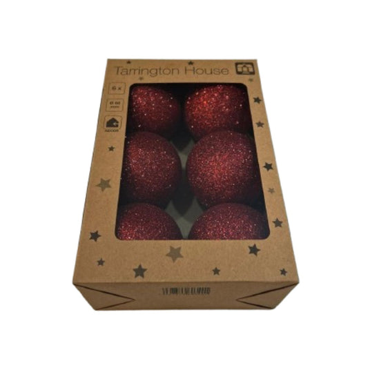 Set Globuri Crăciun Tarrington House – 6 Piese, Diametru 60 mm, Culoare Roșie, Ornamente pentru Brad