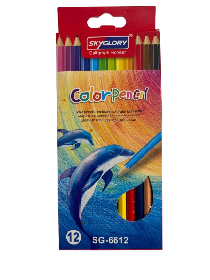 Creioane colorate școlare SkyGlory, 12 culori vii