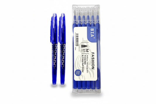 Set 2 x Pix cu radiera 0,7mm si 6 rezerve, Roller, Albastru, Bia