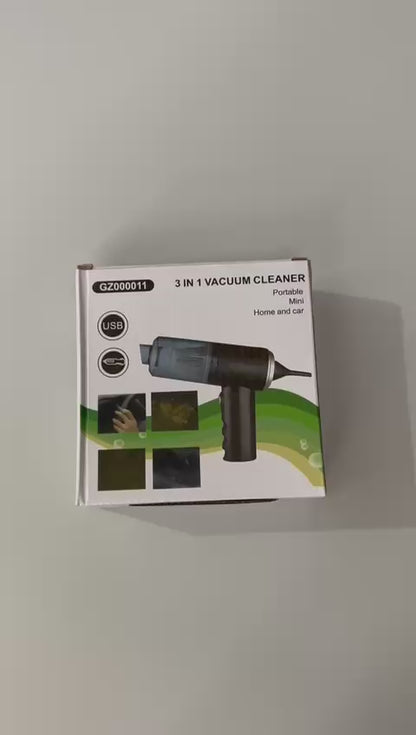 Aspirator Portabil fără Fir, Flippy, Tip Pistol 3 în 1 – Suflare și Aspirare, Încărcare USB, pentru Casă și Mașină, 120W, Autonomie 30 min, Negru